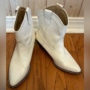 Arider Girl Womens white WESTERN Cowboy BOOT  Stacked Leather Heel Size~7.5